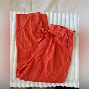 Calligraphic Orange Paperbag Waist Pants